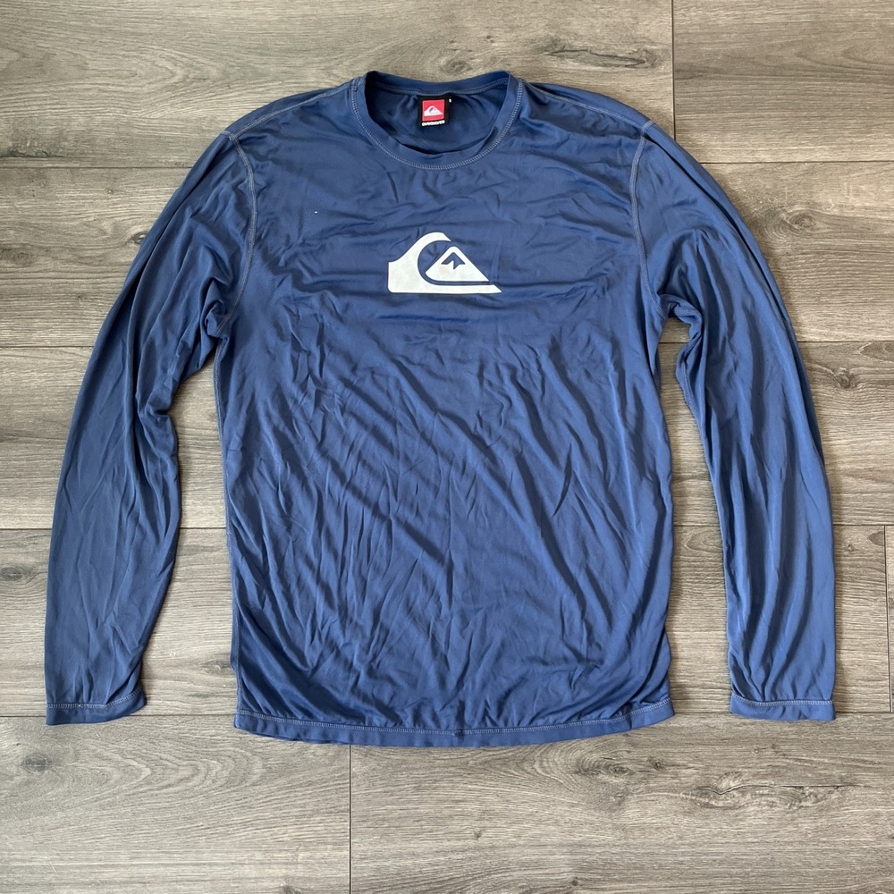 Quiksilver Mens S Long Sleeve Rash Guard Shirt Blue